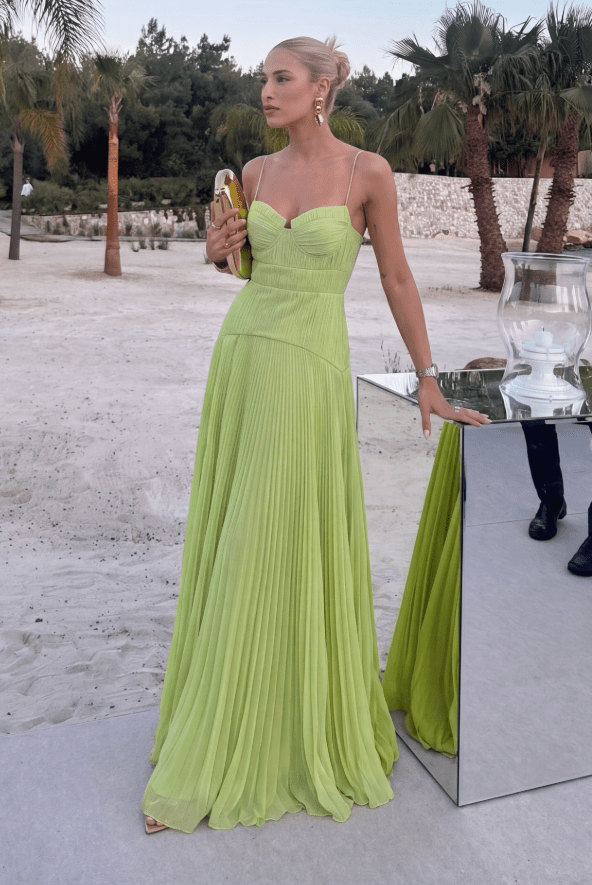 SOERA Sophia Crinkle Chiffon Maxi Dress - Dress - SOERA-516675-GRE-XS-69027 Green XS