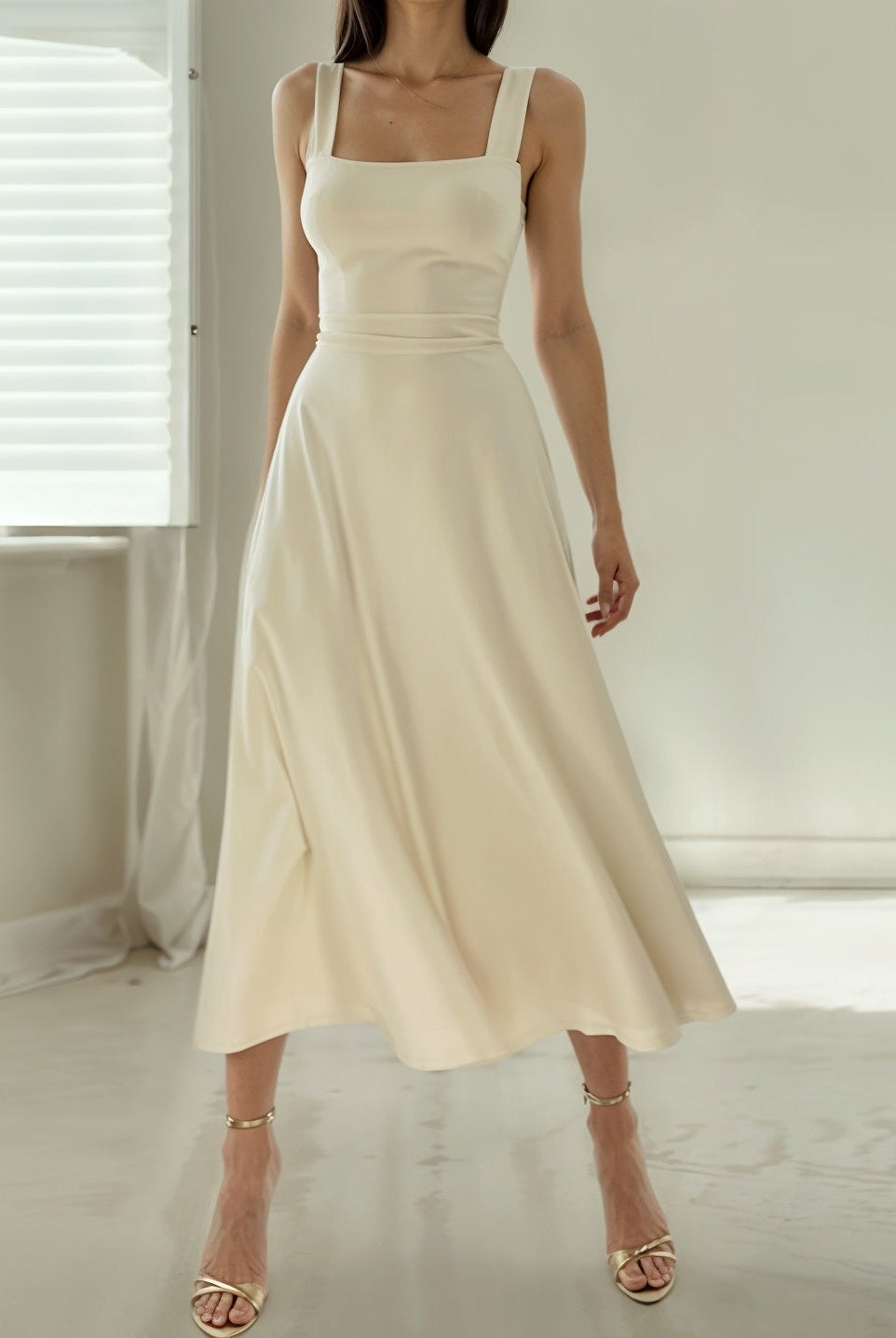 SOERA Sophia Sleeveless Midi Dress - Dress - White XS