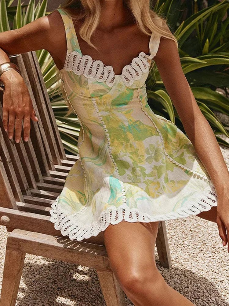 SOERA Beatrice Floral Linen Corset Mini Dress - Dresses - XS