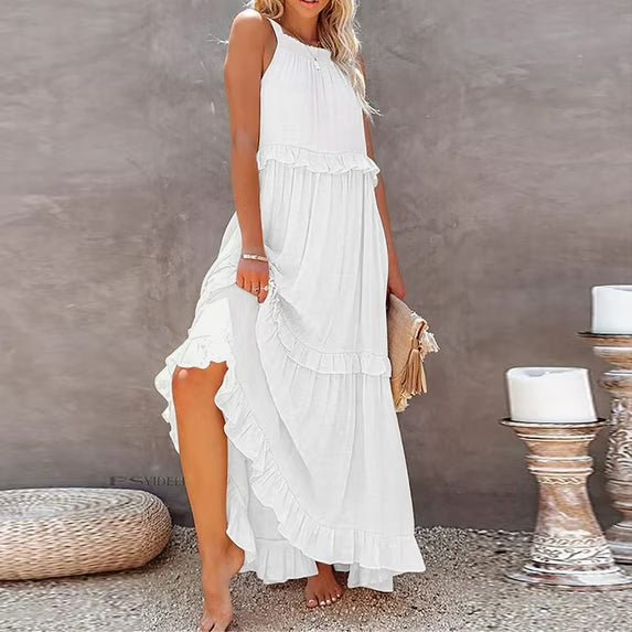 SOERA Celeste Ruffle Hem Beach Maxi Dress - Dresses - White S