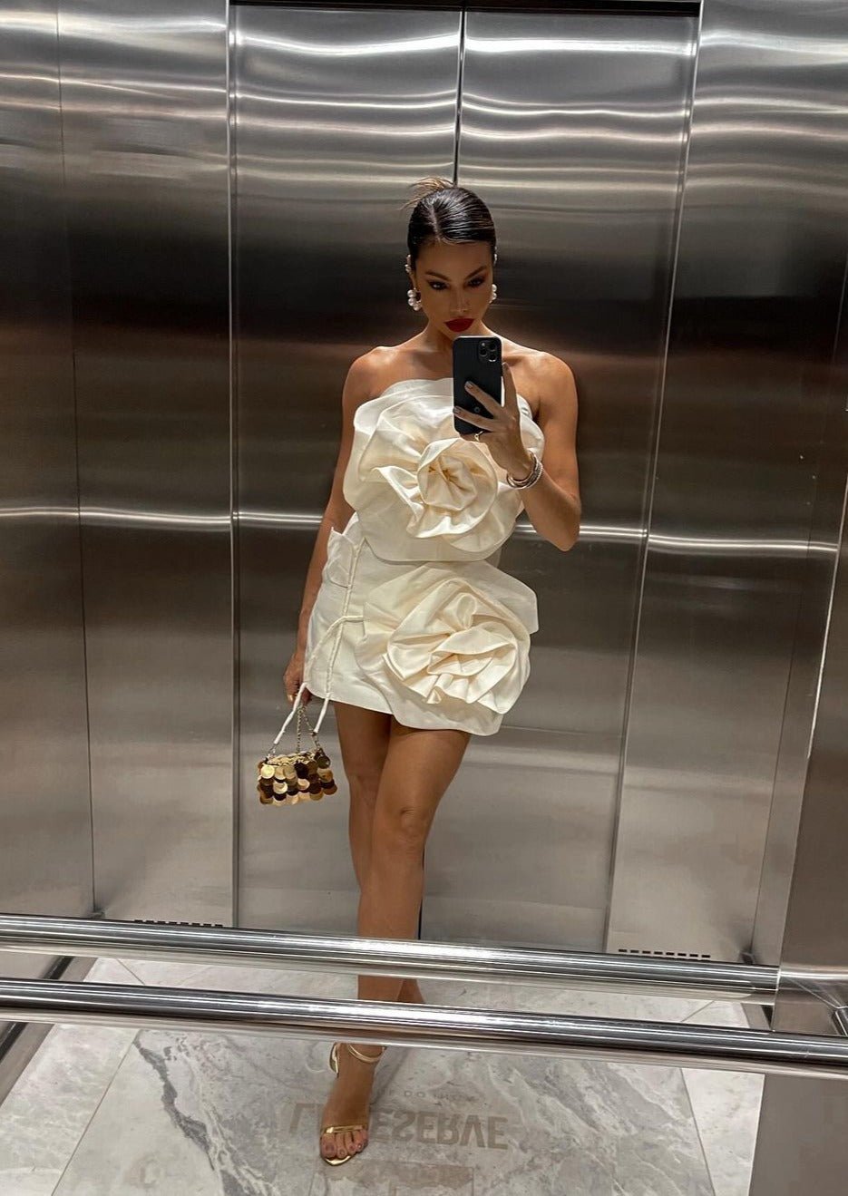 SOERA Feliz Strapless 3D Floral Mini Dress - Dresses - White S