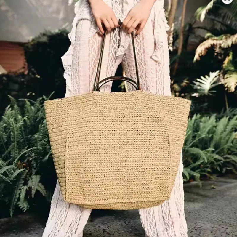 SOERA Aimee Handwoven Straw Beach Tote Bag - Handbags - Beige