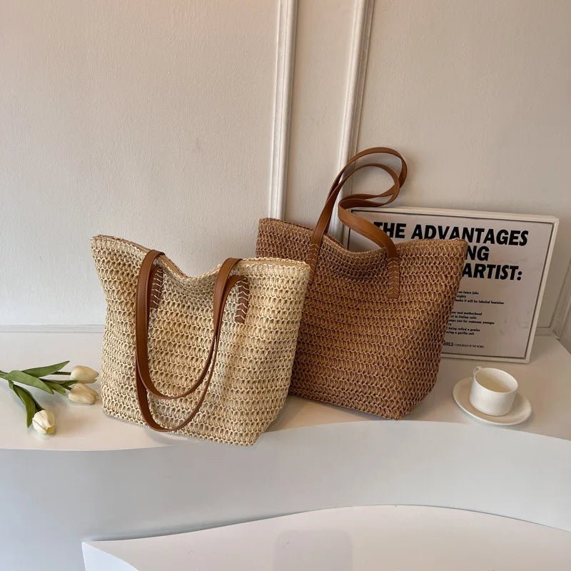 SOERA Celeste Woven Straw Beach Tote - Handbags - Brown