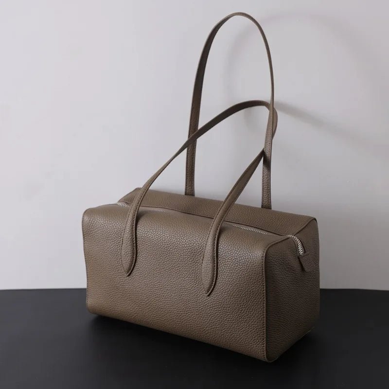 SOERA Elena Genuine Leather Tote Bag - Handbags - Khaki 30