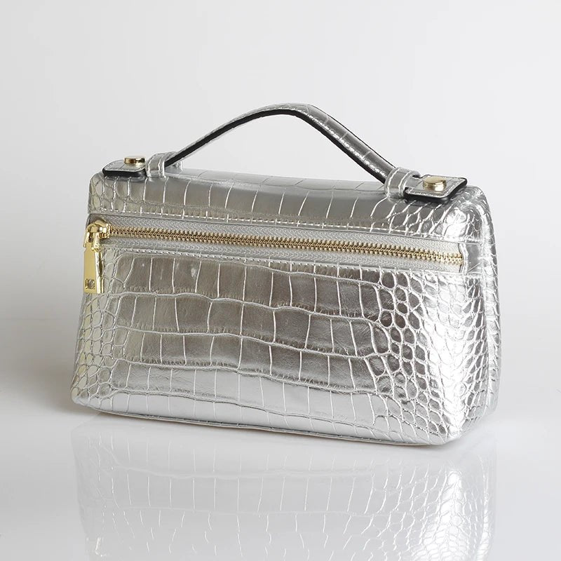SOERA Minerva Crocodile Pattern Clutch Bag - Handbags - Sliver