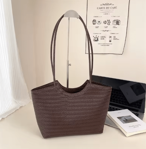 SOERA Riona Textured Weave Handbag - Handbags - Dark Brown