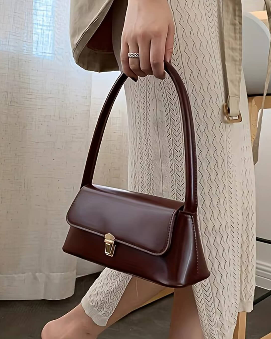 SOERA Tracy Leather Shoulder Bag - Handbags - 3256806228223707-;Wz1754570365850564742 Dark Brown