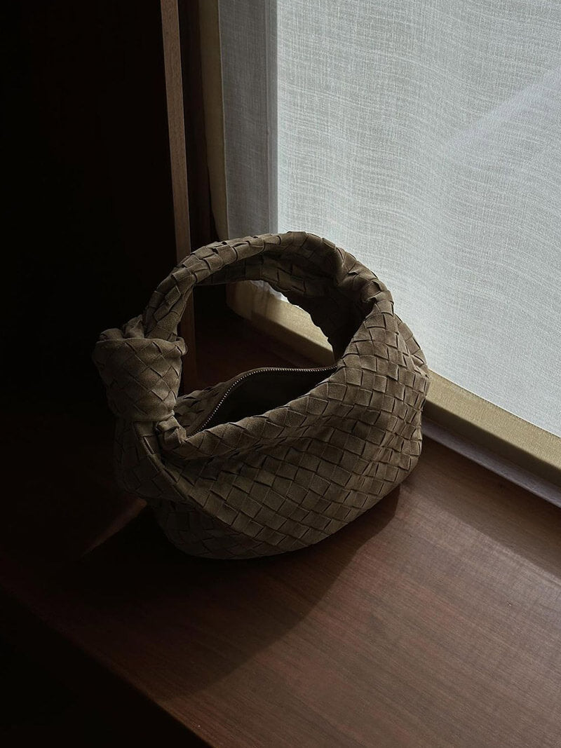 SOERA Woven bag medium suede - Handbags - DBAD2-WK285003 Coffee