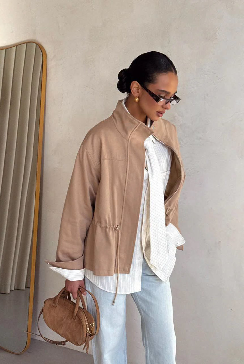 SOERA Esther Stand Collar Jacket - Jacket - SOERA-381763-KHA-L-21987 Beige L