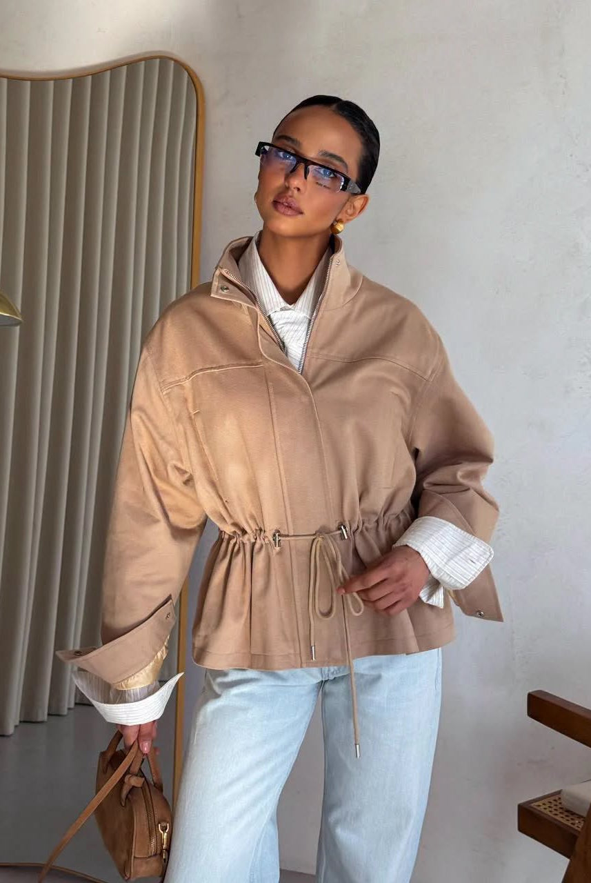 SOERA Esther Stand Collar Jacket - Jacket - SOERA-381763-KHA-L-21987 Beige L