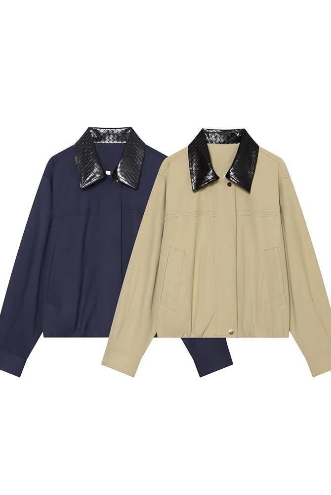 SOERA Olivia Contrast Collar Bomber Jacket - Jacket - SOERA-290755-NAV-XS-48035 Navy XS