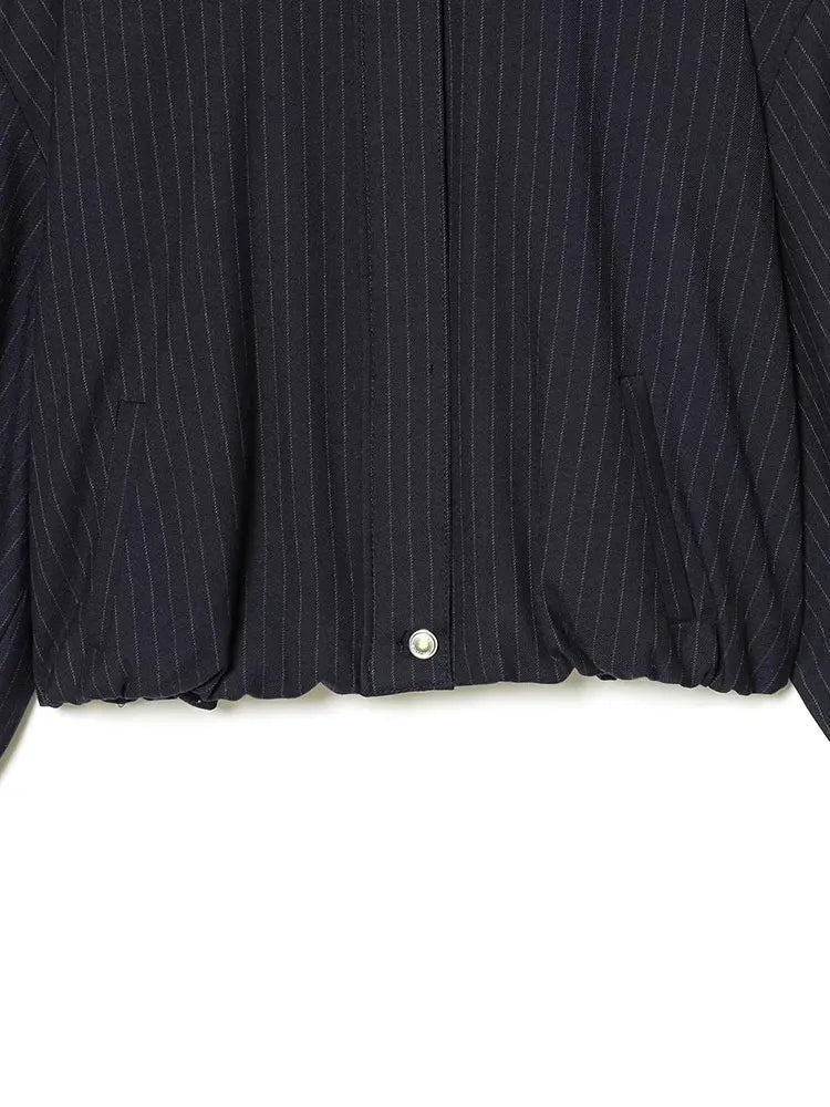 SOERA Saskia Striped Stand Collar Jacket - Jacket - Blue XS
