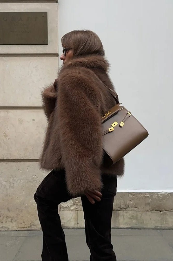 SOERA Colette Faux Fur Short Coat - Jackets - mo1765500291109095979 Brown S