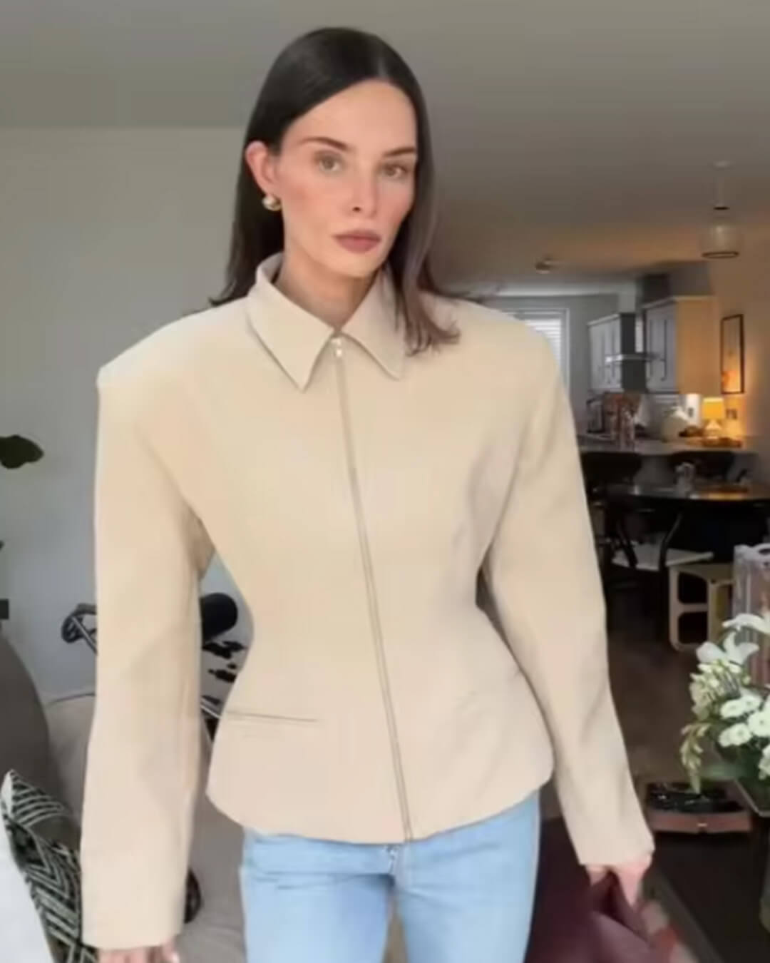 SOERA Hazeline Zip - Up Cinched Waist Jacket - Jackets - 1005011620894853-;sP1770721238647037038 Beige L