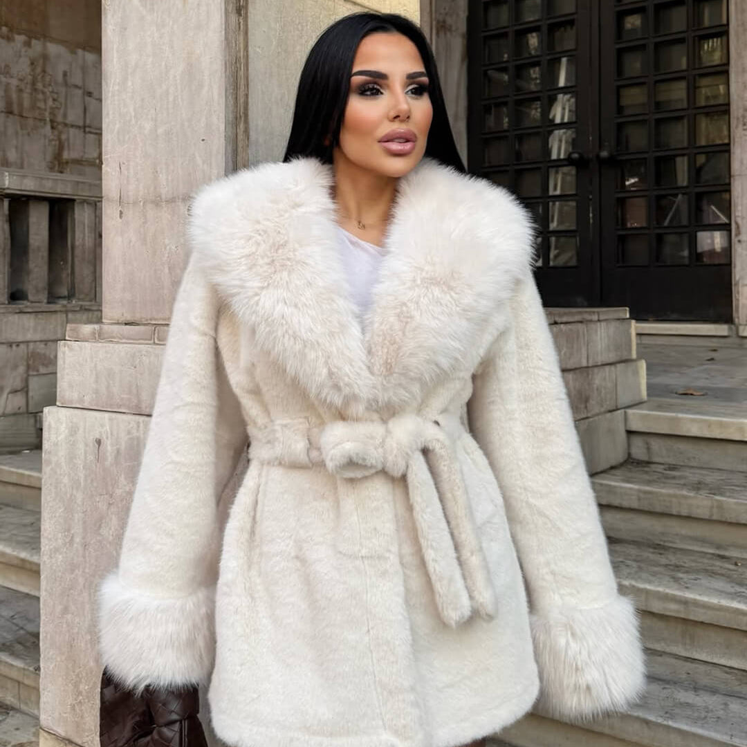 SOERA Jessa Faux Fur Trim Coat - Jackets - 3256810138161838-;Hn1765284570161168332 White S