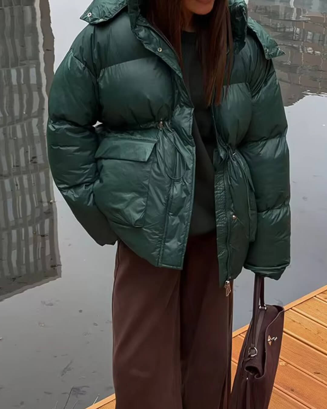 SOERA Jillian Glossy Puffer Jacket - Jackets - Green M