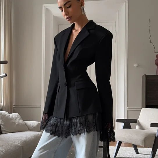 SOERA Joanna Blazer with lace details - Jackets - 1005010550660881-;gj1768905117858997955 Black S