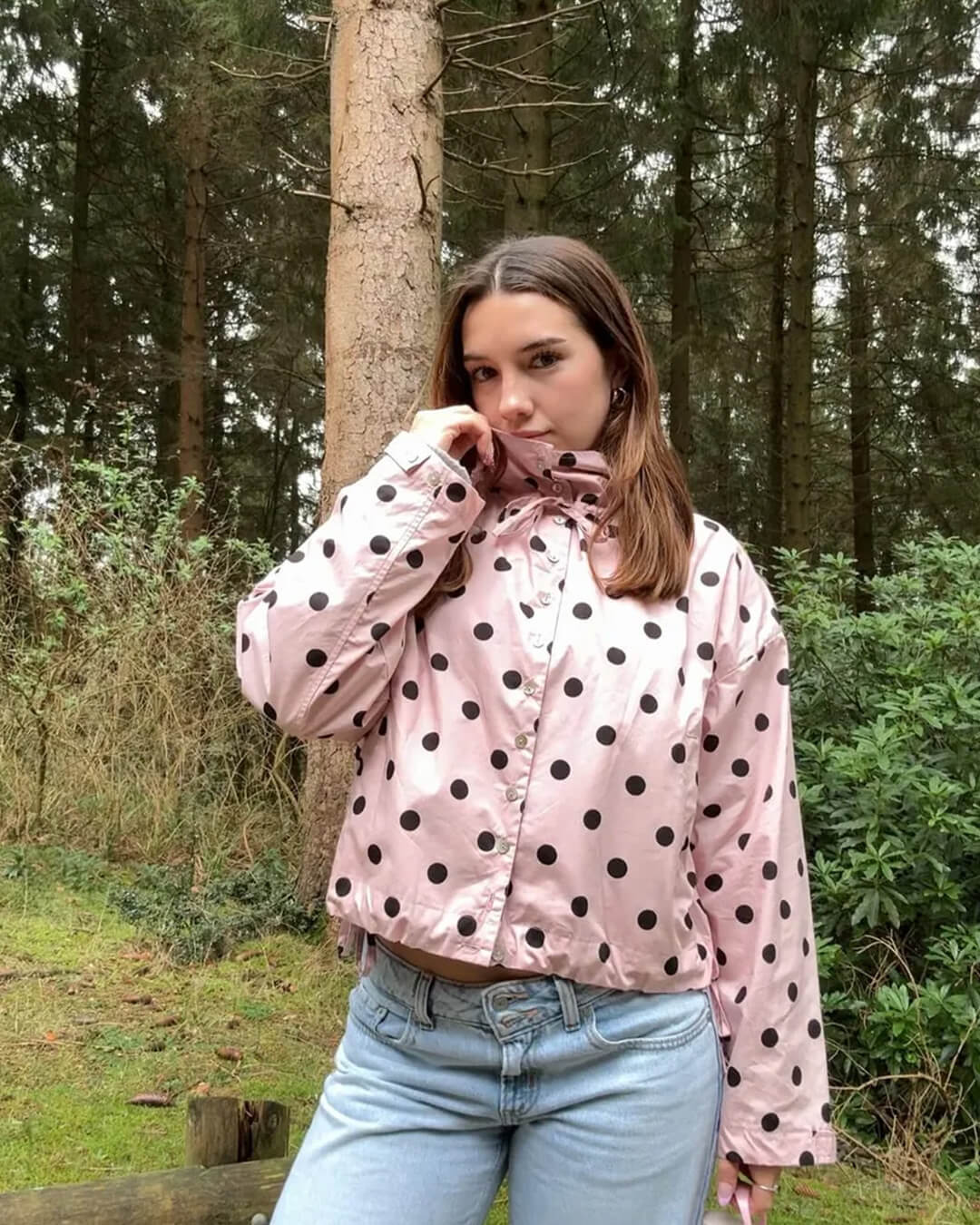 SOERA Patricia Polka Dot High Collar Jacket - Jackets - 1005011708027771-;rG1775744331808019875 Pink XS