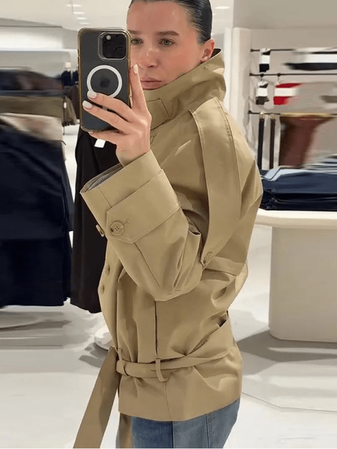 SOERA Phoebe Lace Up Cropped Trench Coat - Jackets - 1005011709372959-;sZ1773321573063891226 M