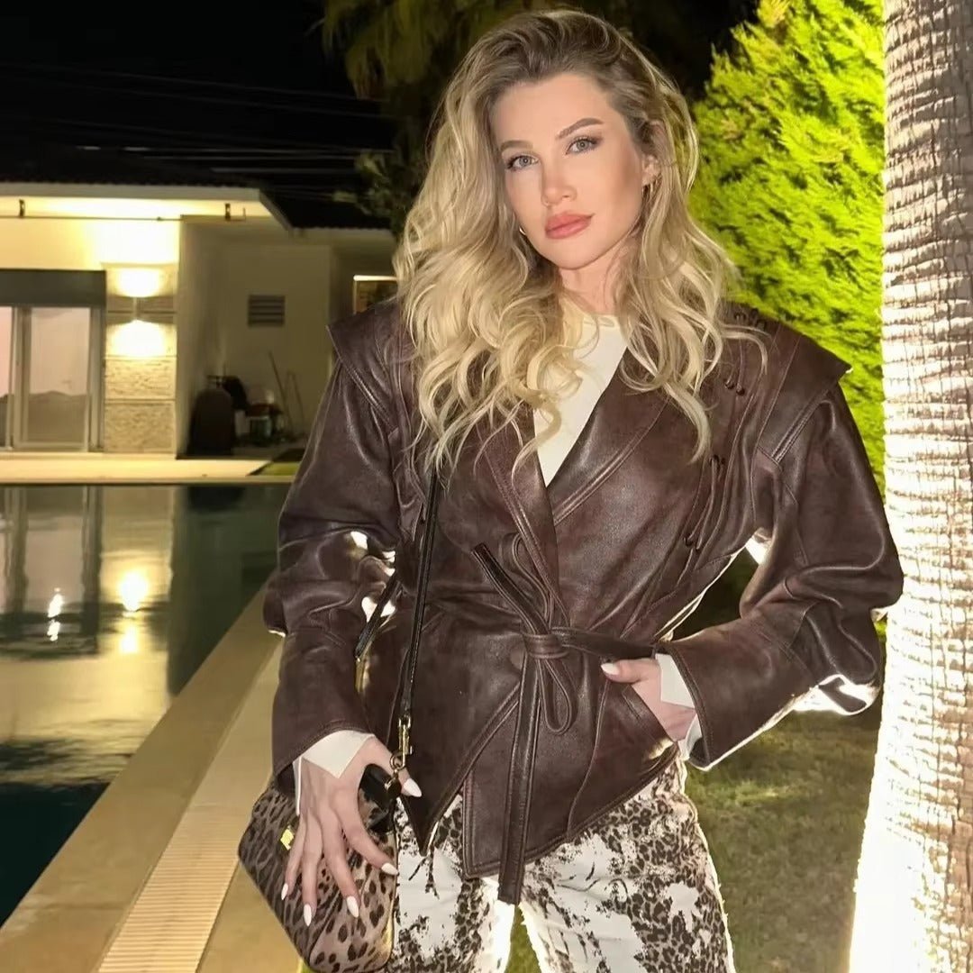 SOERA Zyra Biker Leather Jacket - Jackets - Brown L