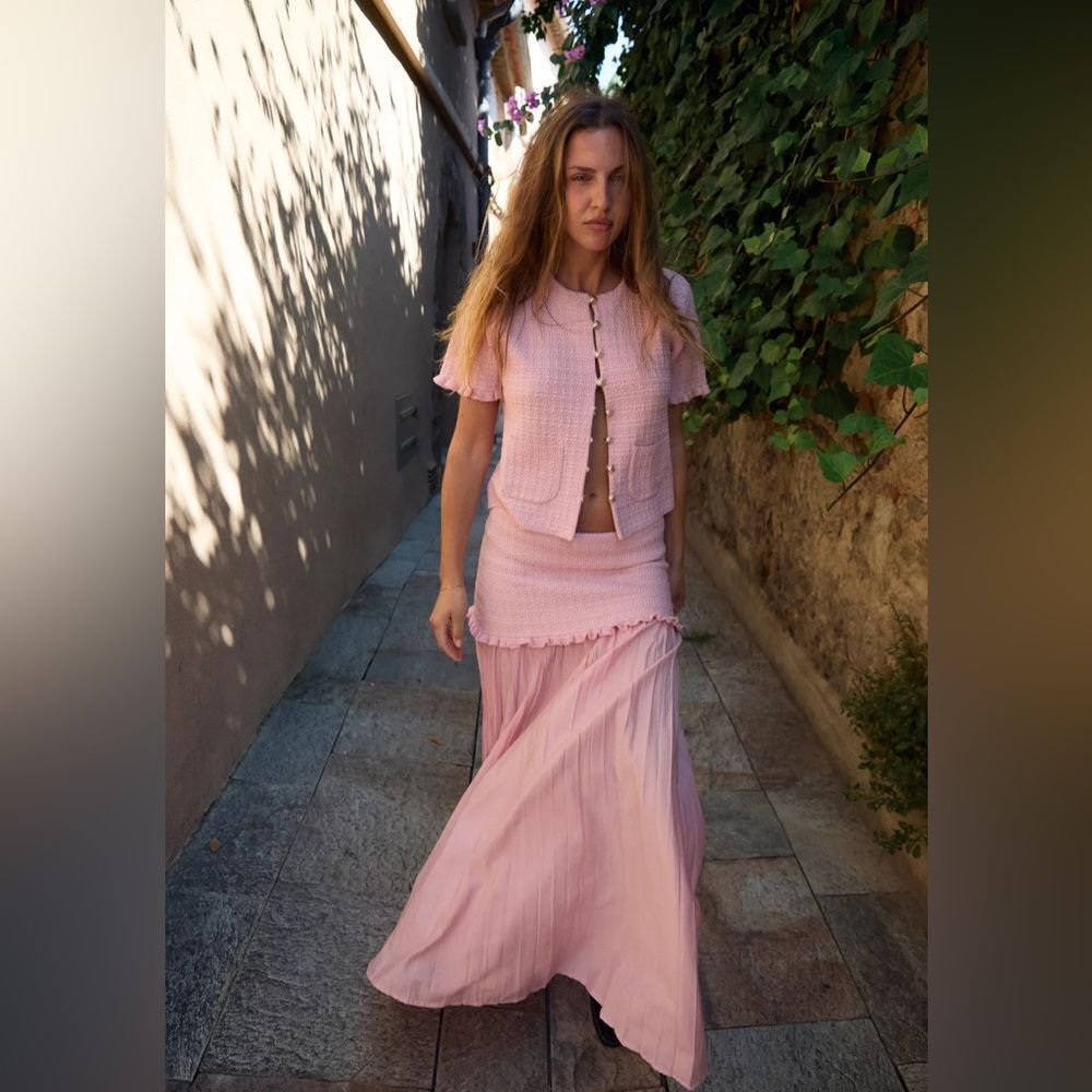 SOERA Claudia Knitted Tank & Pleated Skirt Set - Matching Sets - SOERA-637699-PIN-S-33667 Pink Set S