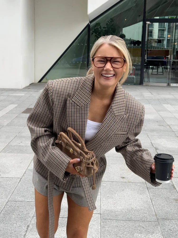 SOERA Elena Plaid Blazer Shorts Set - Matching Sets - Plaid S