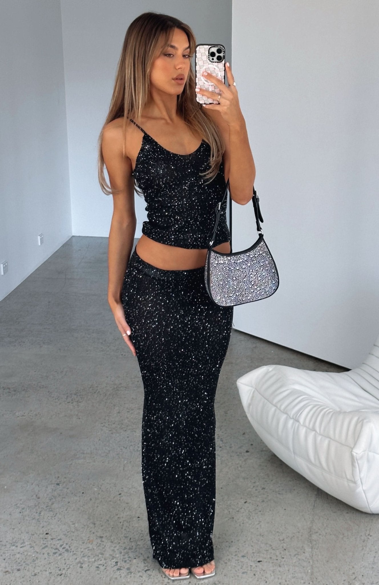 SOERA Grettel Shining Maxi Skirt Set - Matching Sets - hP1770927322296103749 Black XS