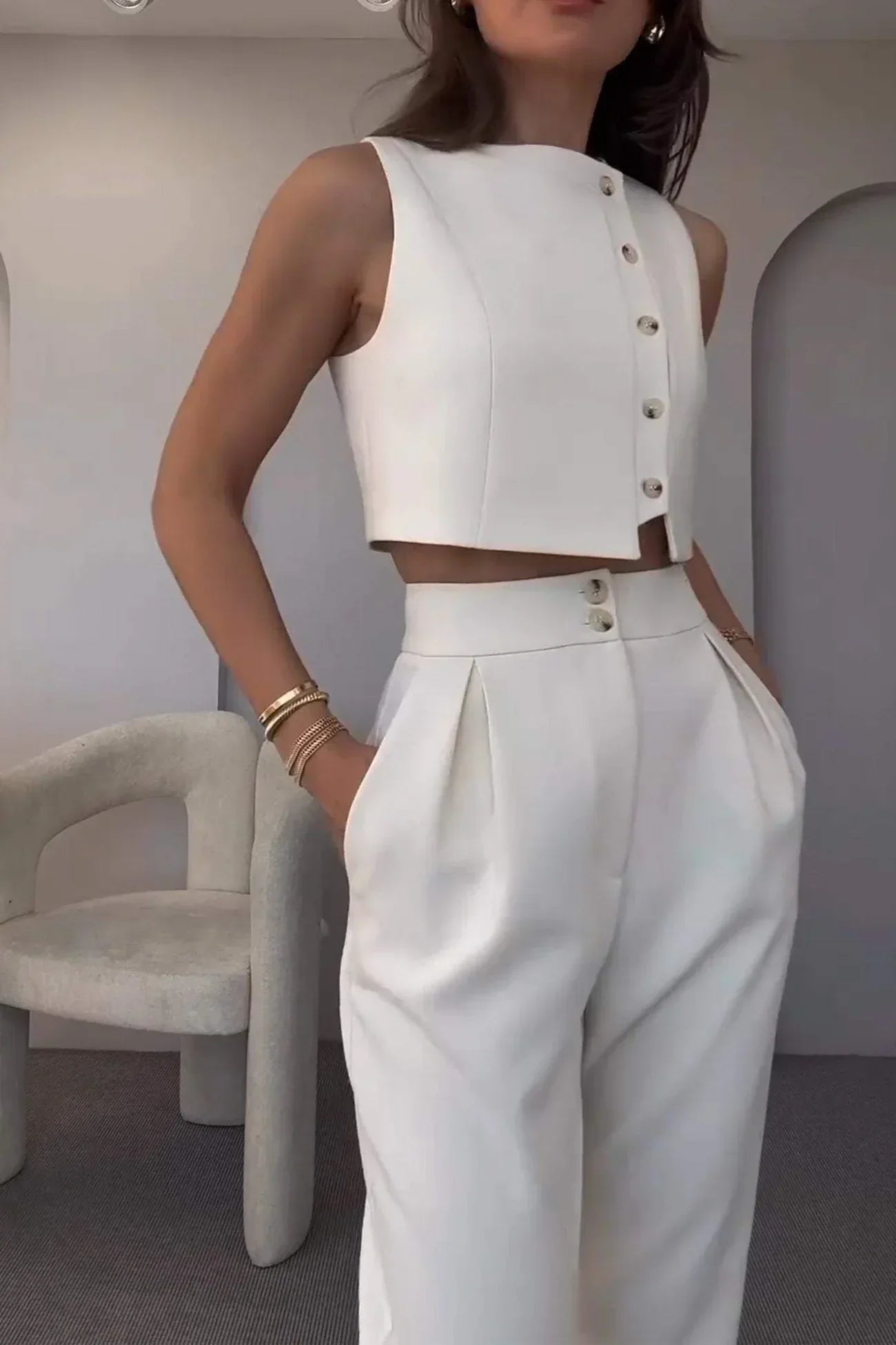 SOERA Helena Two - Piece Set - Matching Sets - White S