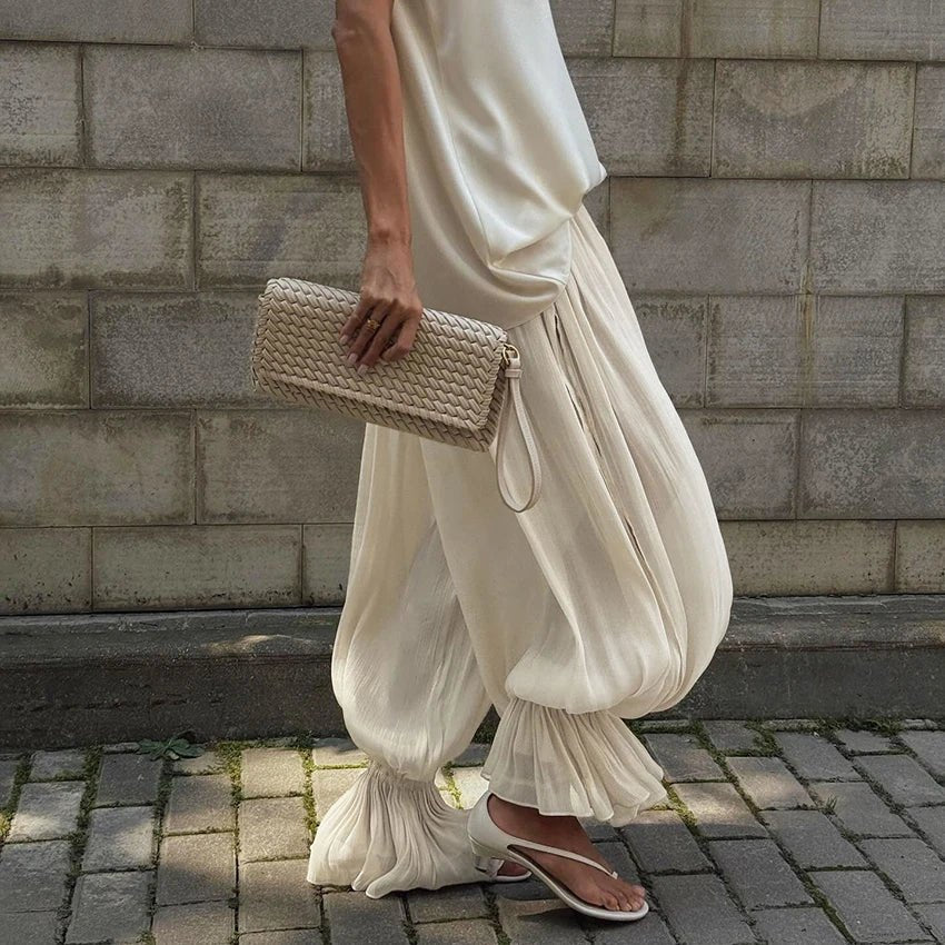 SOERA Beatrice Sheer Elastic Waist Flare Trousers - Pants - L