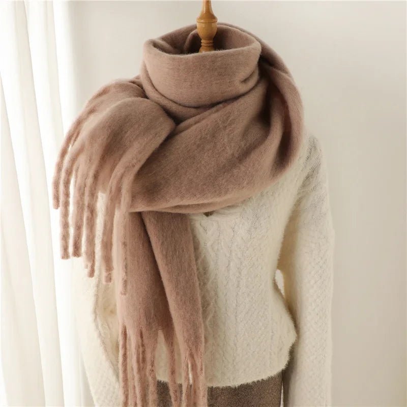 SOERA Tanya Tasseled Winter Scarf - Scarves & Wraps - 1005009466241802-;DN1764703454509391279 Gray