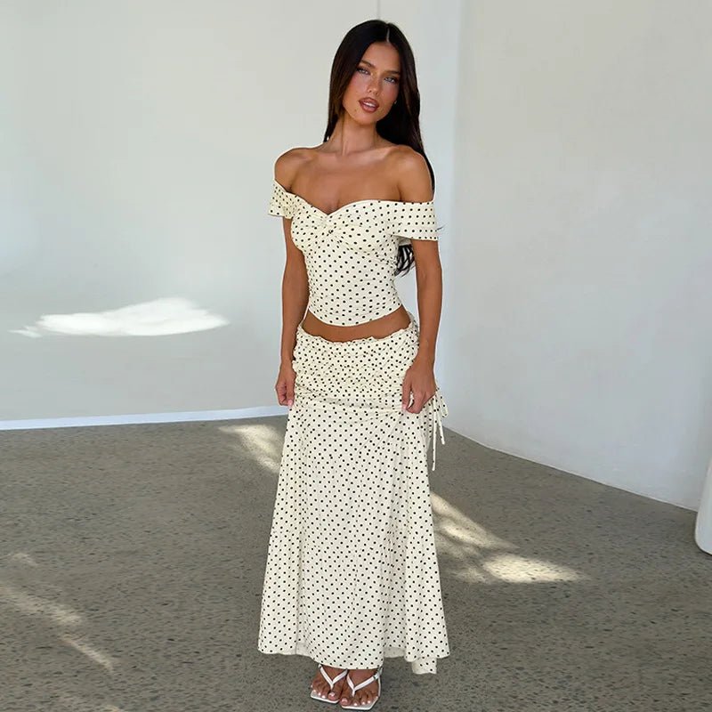 SOERA Maisie Off - Shoulder Crop Top Skirt Set - Set - 1005010510304710-;sQ1776146840671525952 White L