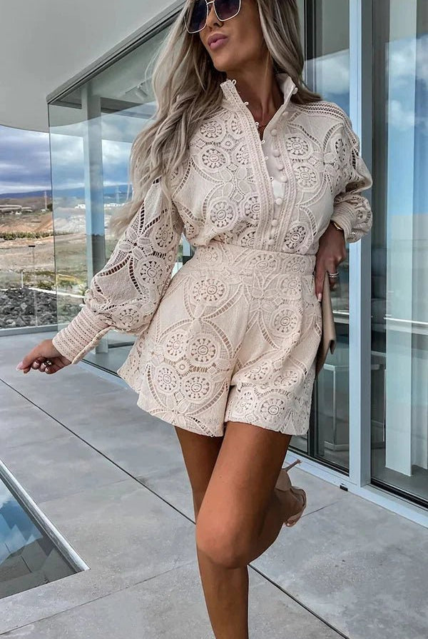 SOERA Natalie Lace Embroidered Co - Ord Set - Set - 1005002791435593-;WL1776125342246723787 Beige L