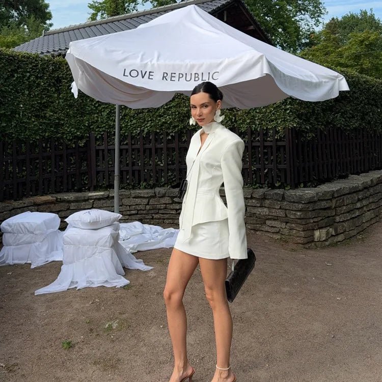 SOERA Lexie Cinched Waist Blazer Skirt Set - Sets - 1005011529196695-;zA1775063642935772475 White M