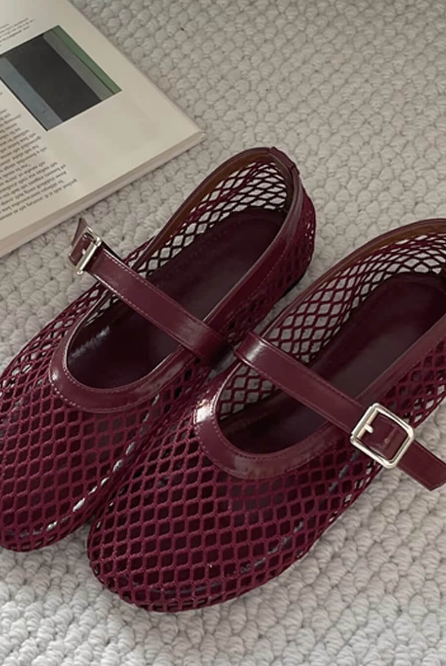 SOERA Rebecca Mesh Ballet Flats - Shoes - Burgundy 36