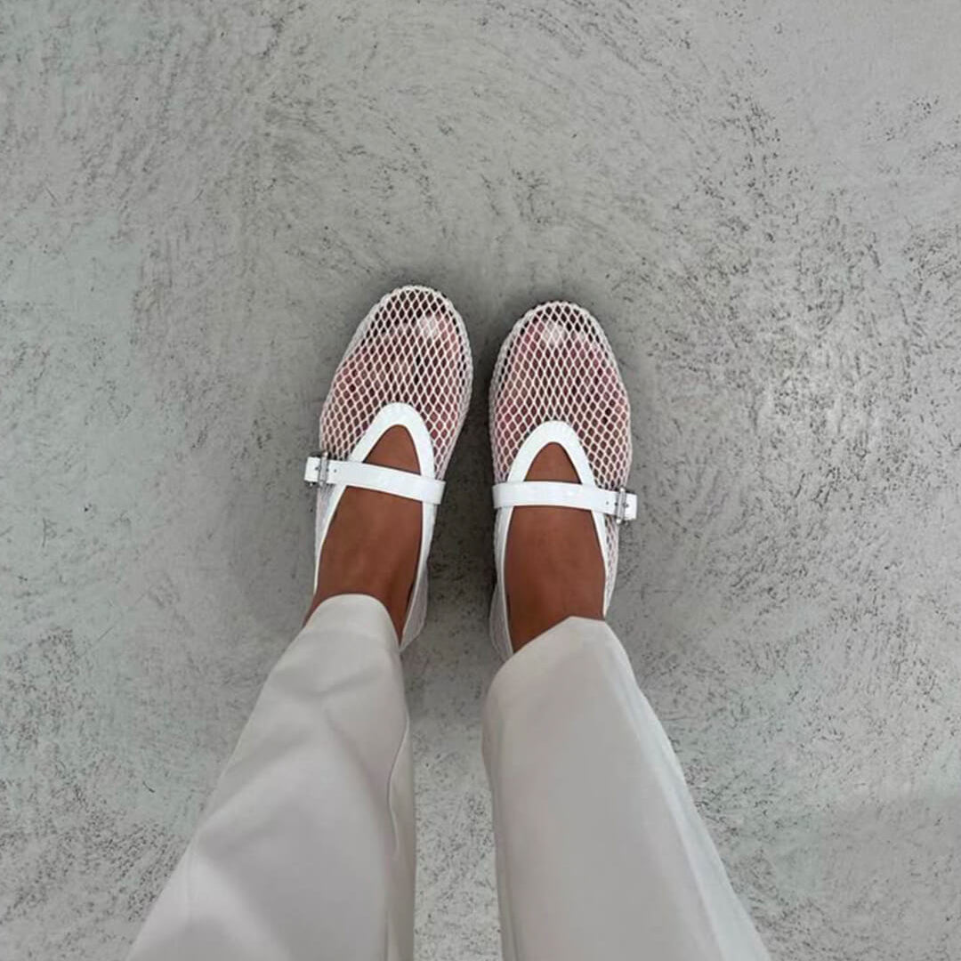SOERA Rebecca Mesh Ballet Flats - Shoes - SOERA-Rebecca-Mesh-Ballet-Flats-Shoes-White/36 White 36