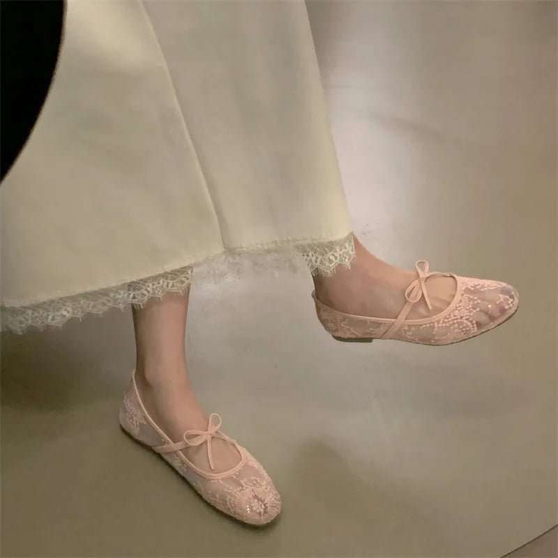 SOERA Saskia Embroidered Mesh Ballet Flats - Shoes - Black 36