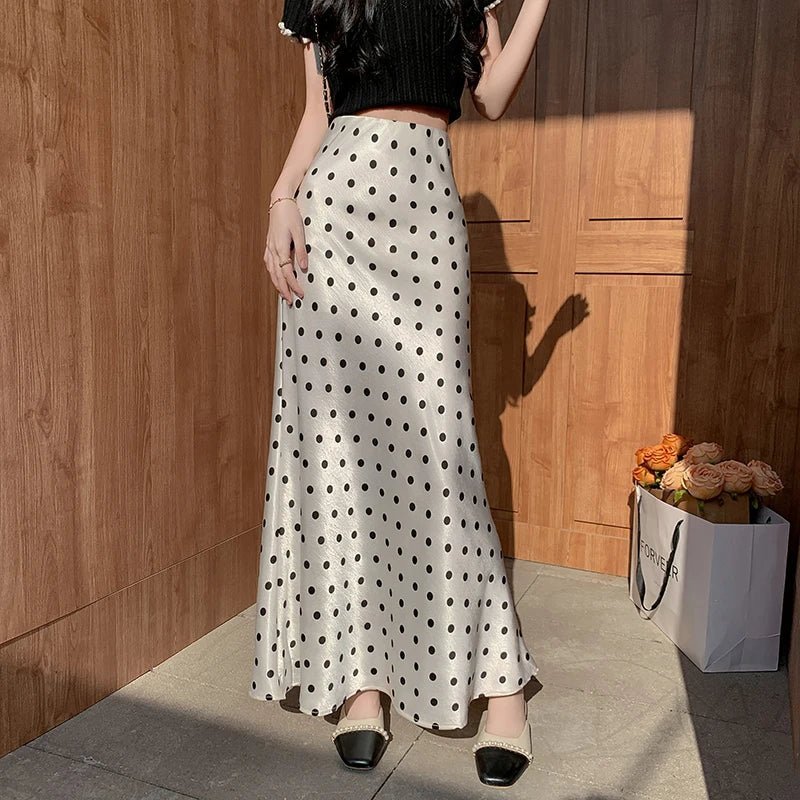 SOERA Bianca Polka Dot Mermaid Midi Skirt - Skirt - White XS