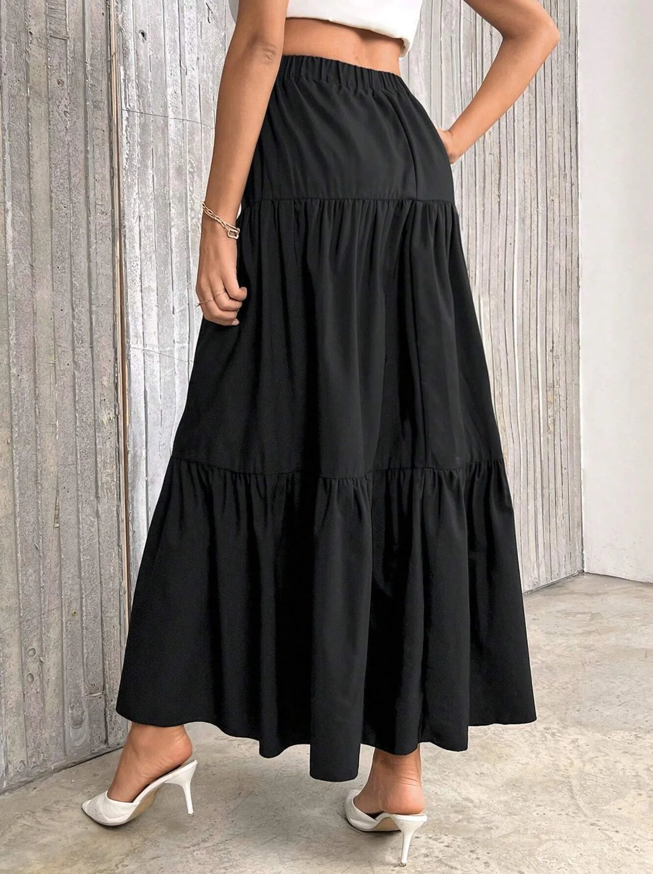 SOERA Idalia High Waist Flounce Hem A - Line Skirt - Skirt - Black XS