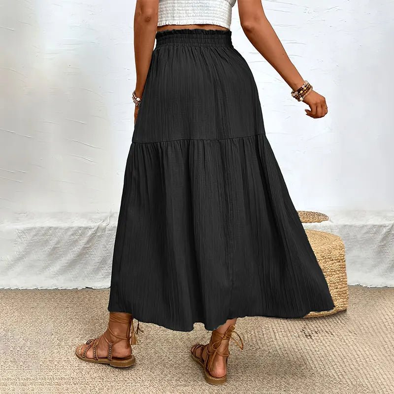 SOERA Maia Bohemian Midi Ruffle Skirt - Skirt - Black S