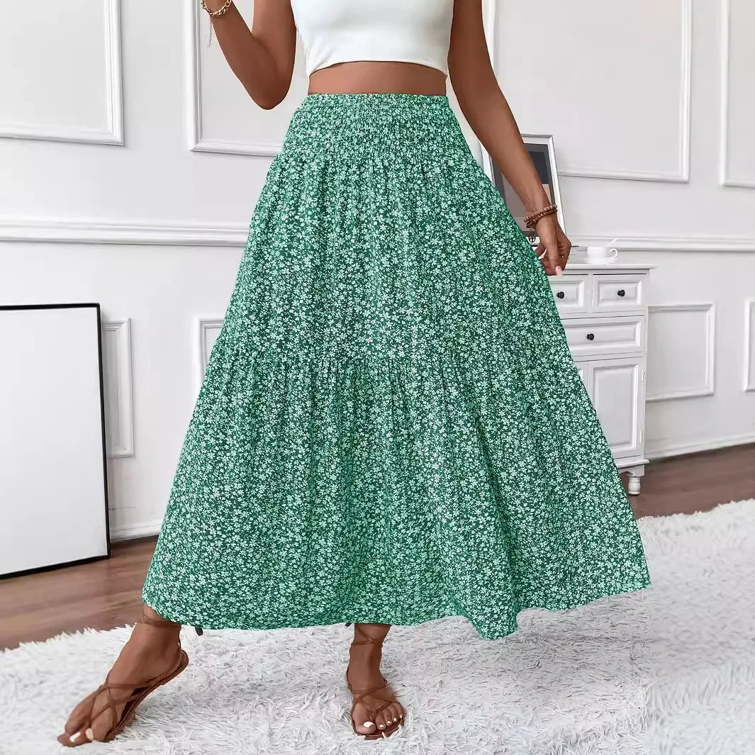 SOERA Rivka Boho Floral Maxi Skirt - Skirt - Floral Green S