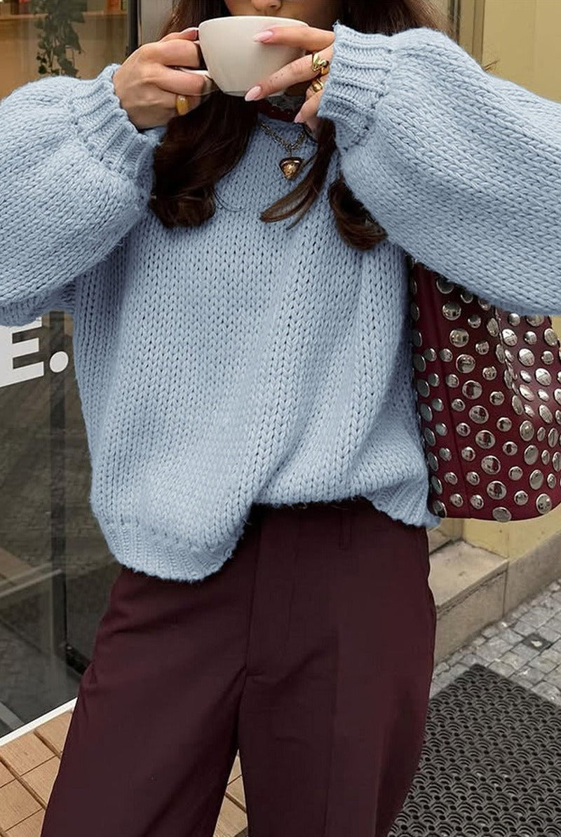 SOERA Amanda Cream Crew Neck Layering Sweater - Sweater - SOERA-319619-S-BLUE-85859 Blue S