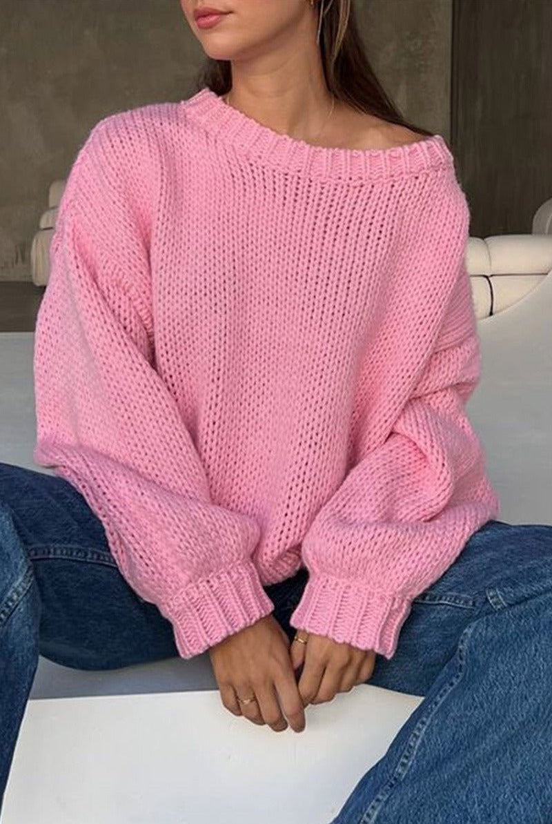 SOERA Amanda Cream Crew Neck Layering Sweater - Sweater - SOERA-319619-S-PINK-16931 Pink S