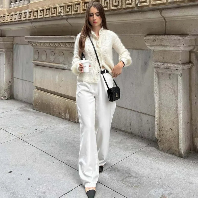 SOERA Lia White Lace Knit Cardigan - Sweaters & Cardigans - 1005010096718429-;va1769414229120273318 White S