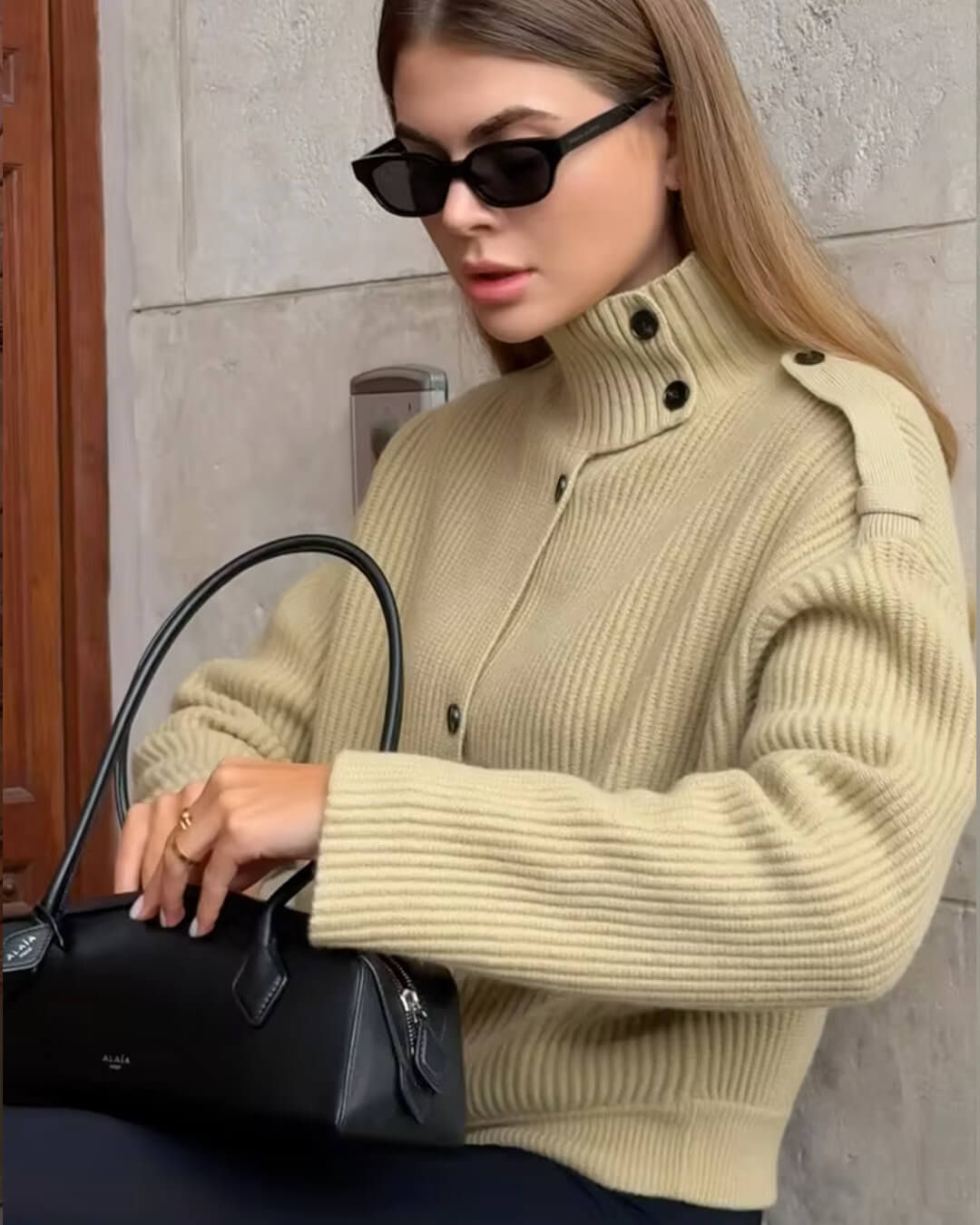 SOERA Sandra Stand Collar Knitted Cardigan - Sweaters & Cardigans - Rq1764875723419227534 Beige L