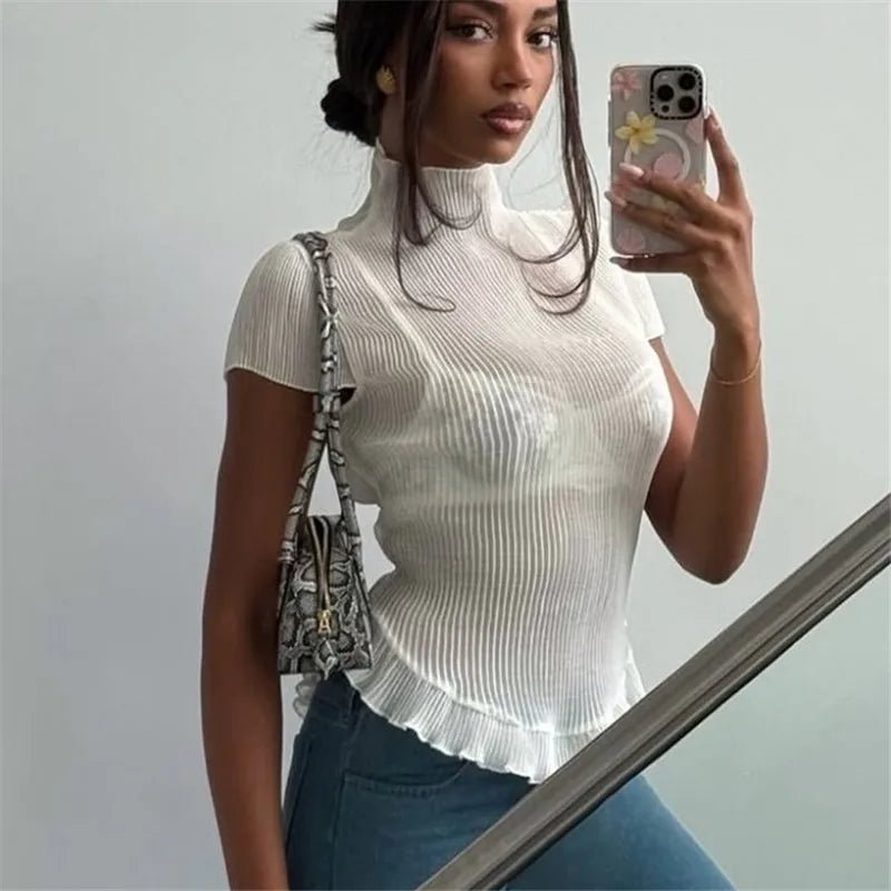 SOERA Celeste Ribbed Turtleneck Tee - Top - L