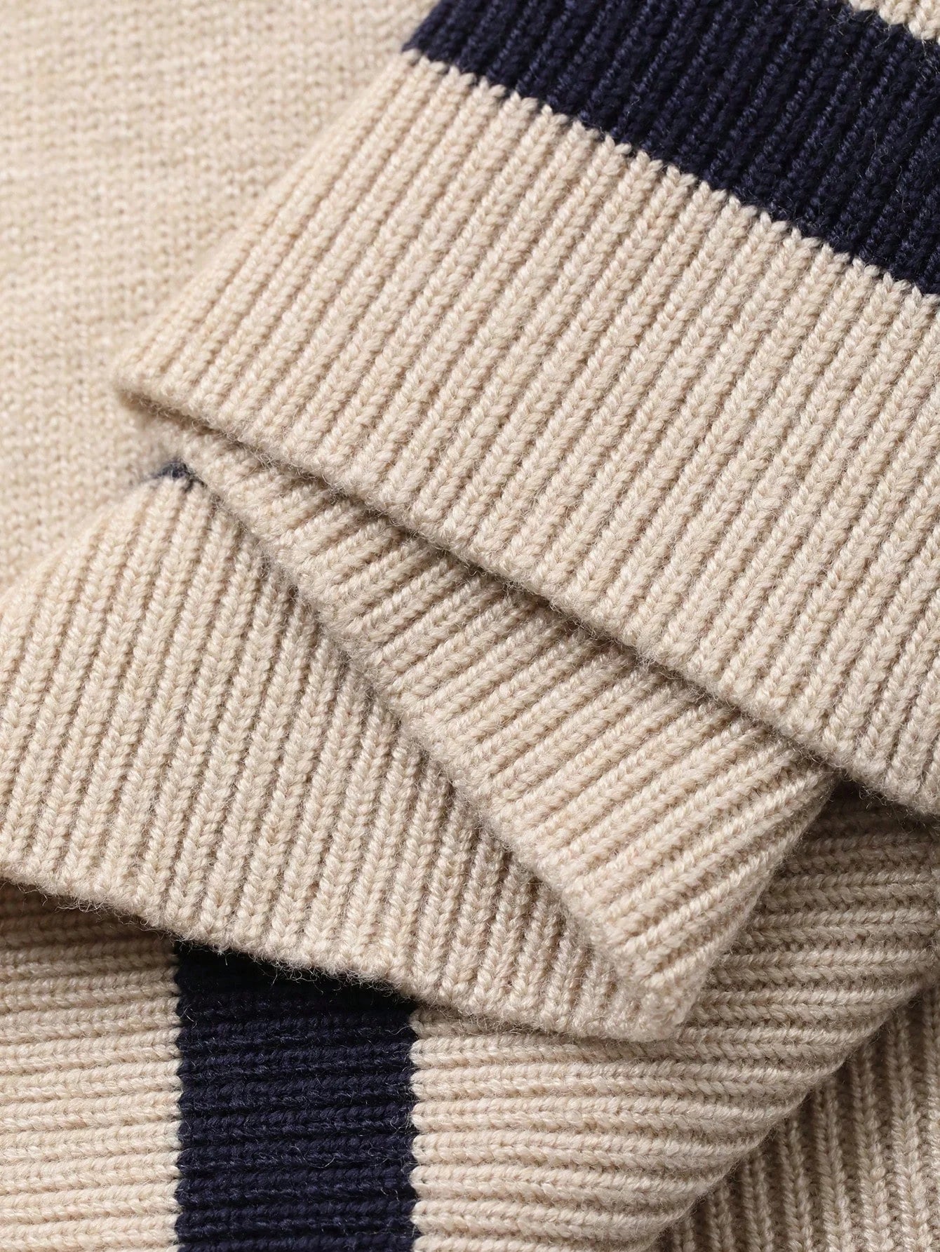 SOERA Paris Color Block Knit Polo Top - Top - SOERA-922947-KHA-L-80579 Khaki L