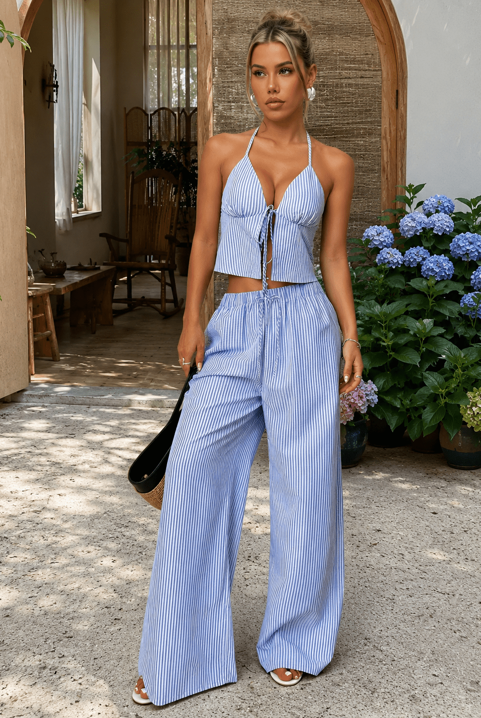 SOERA Simone Striped Halter Top - Top - SOERA-168323-AZU-XS-84035 Azul XS