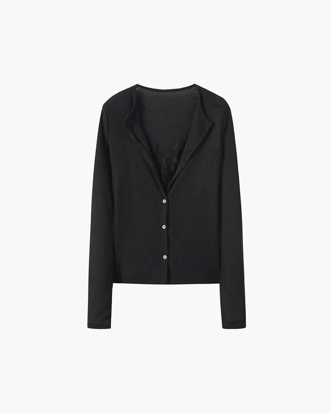 SOERA Ada Paneled Lace Trim Top - Tops - Black L