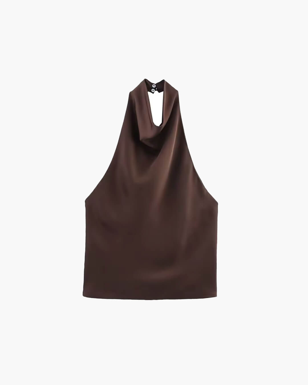 SOERA Anastasia Halter Backless Satin Top - Tops - ih1764442362186568346 Dark Brown XS