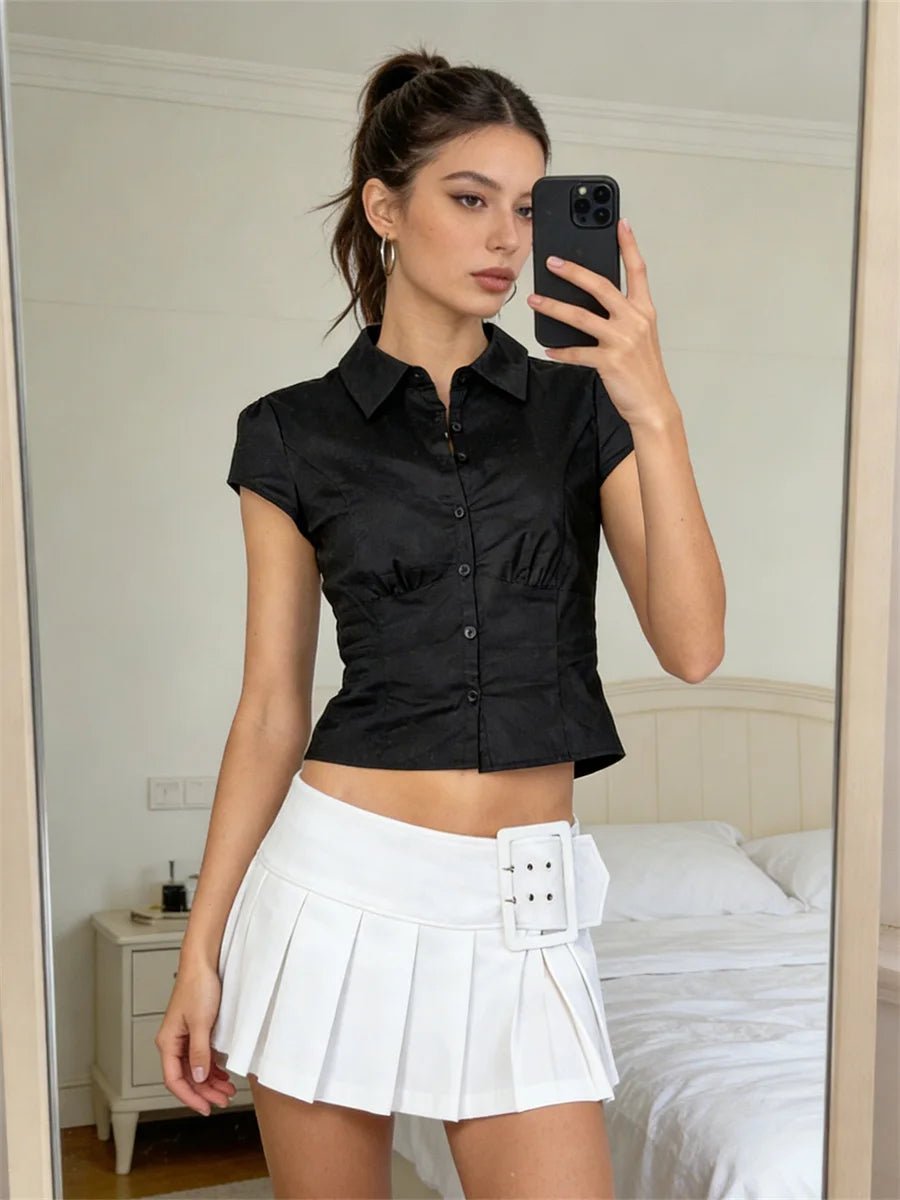 SOERA Ariana Cropped Button-Down Blouse - Tops - White S
